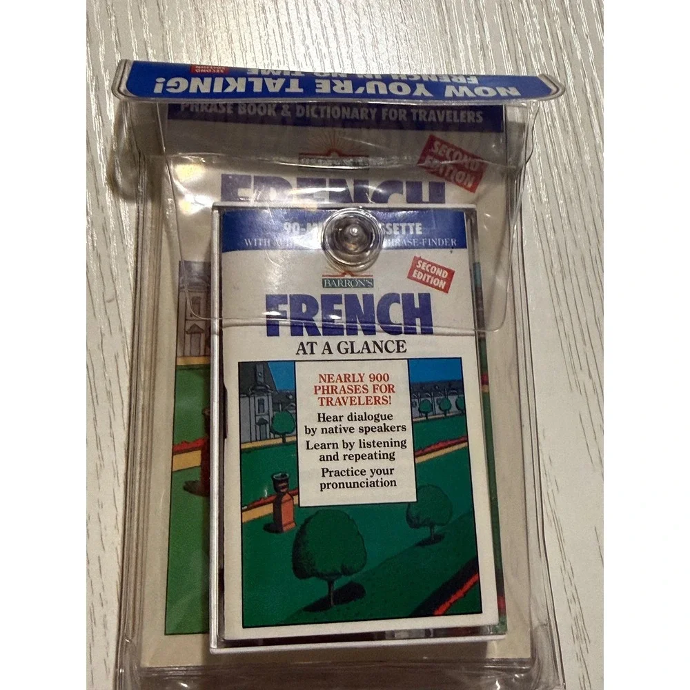 Barron's French At A Glance 2nd Ed Phrase Book Dictionary & Audio Cassette Tape